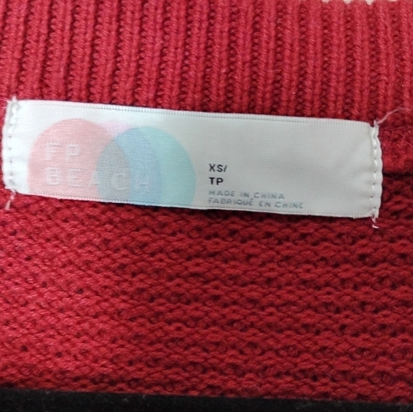 Free People Beach Hailee Waffle Knit Henley Pullover In Mulberry XS - Picture 6 of 8